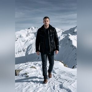 PREME Men’s Black Sherpa Lined Jacket XL Faux Leather Trim Winter Coat New $129